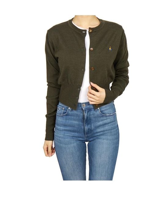 Vivienne Westwood Green Orb Embroidered Cropped Cardigan