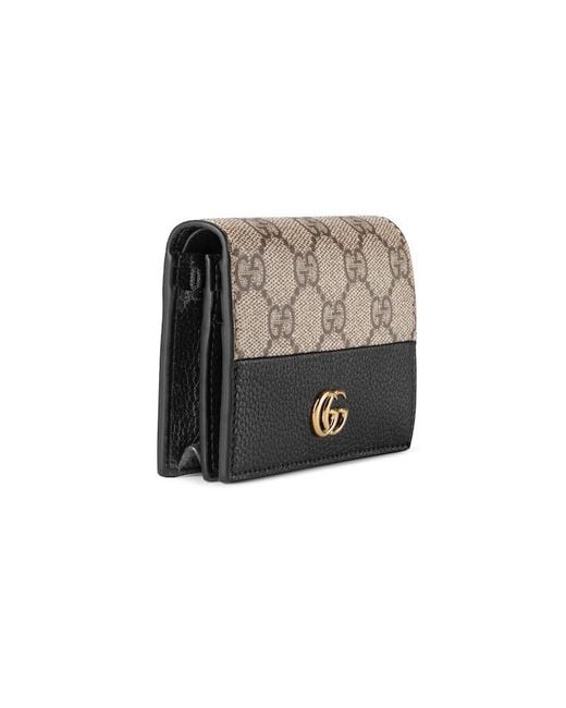 Gucci Gray Gg Marmont Bi-Color Card Case Wallet