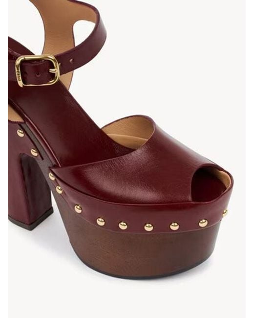 Chloé Red Meret Platform Clog