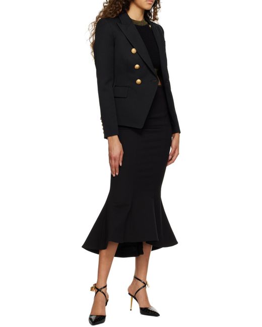 Balmain Black Button Embellished Tailored Blazer