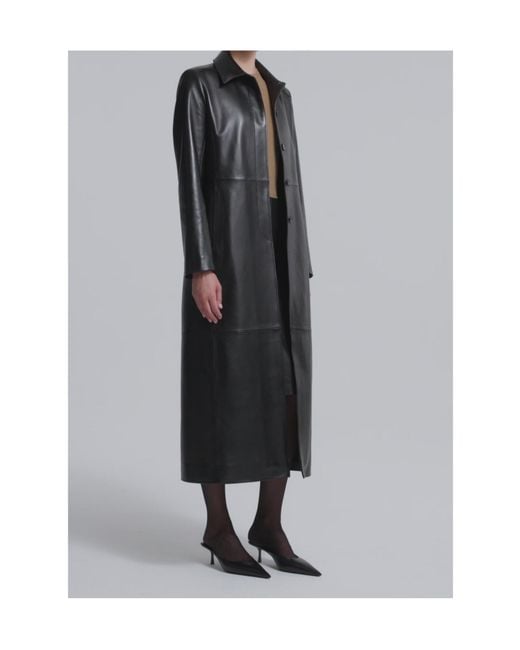 Nour Hammour Black Gotham Sleek Leather Coat