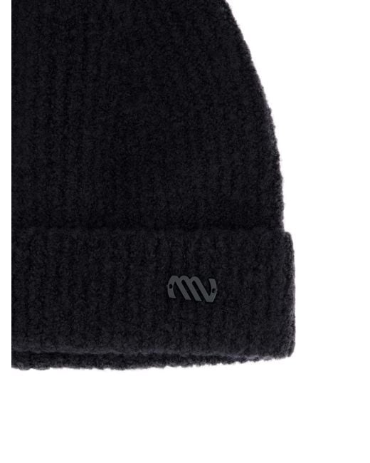 Massimo Osti Studio Black Ribbed Cuff Beanie Hat for men