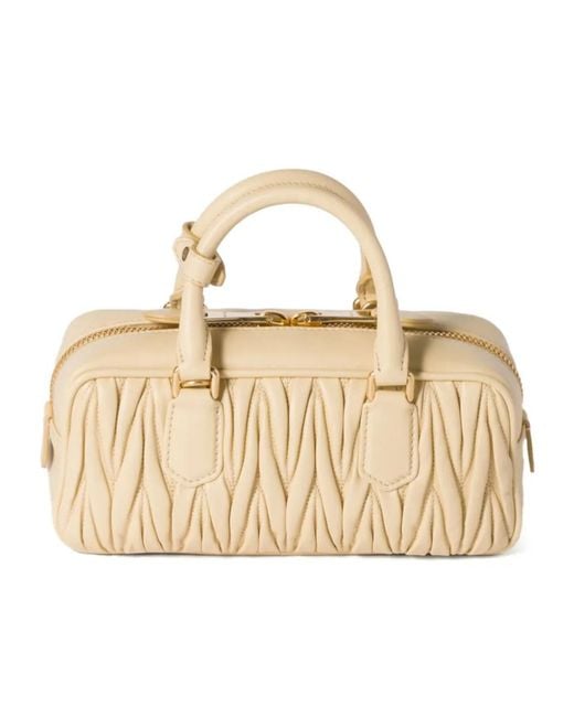 Miu Miu Natural Arcadie Matelassé Nappa Leather Bag