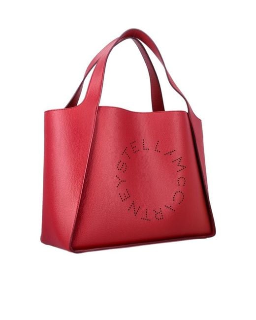 Stella McCartney Red Logo Cut-Out Tote Bag