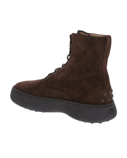 Tod's Brown W.G. Lace-Up Ankle Boots for men