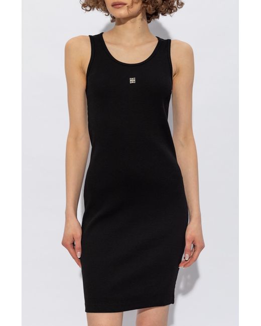 Givenchy Black 4G Plaque Ribbed-Knit Tank Dress
