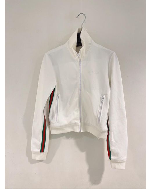 Gucci White Jersey Drill Zip-Up Jacket