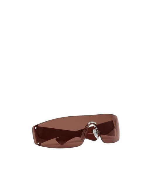 Gucci Brown Eyewear Gradient Lense Shield Sunglasses for men