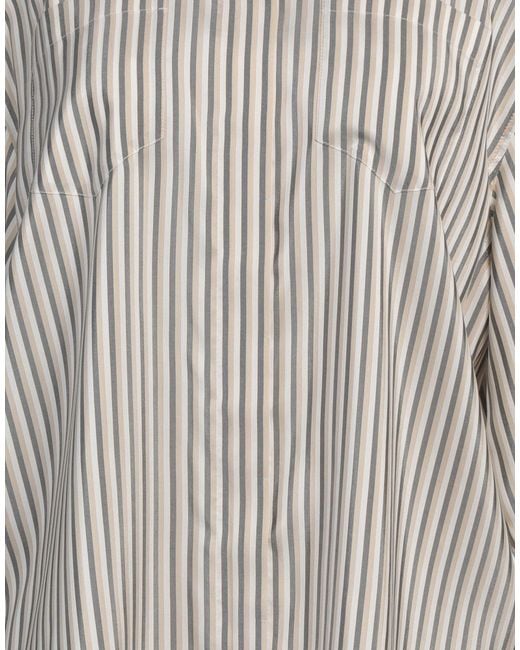 Brunello Cucinelli Gray Striped Long Sleeve Shirt