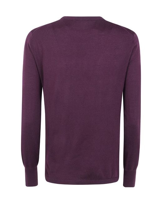 Aspesi Purple Ribbed Crew-Neck Knit Top