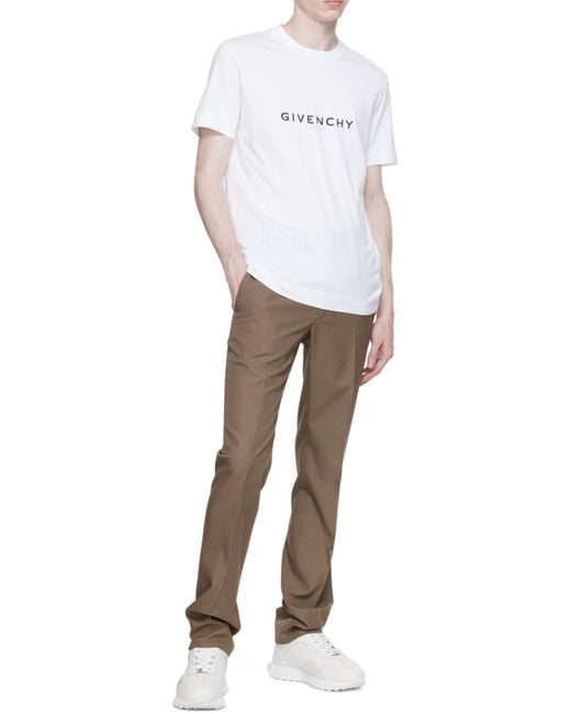 Givenchy White Logo Printed Crewneck T-Shirt for men