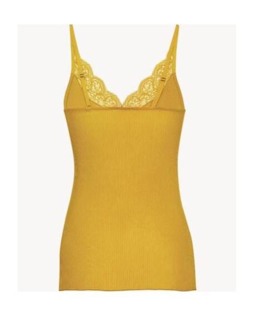 Saint Laurent Yellow Laced Tank Top