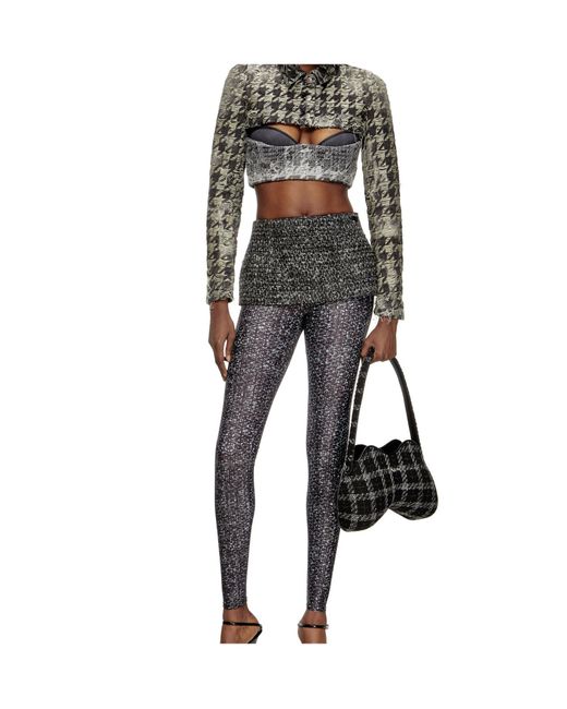 DIESEL Black Houndstooth Motif Double-D-Shoulder Bag