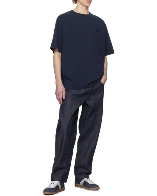 Maison Kitsuné Blue Maison Kitsuné Bold Fox Head Patch Crewneck T-Shirt for men