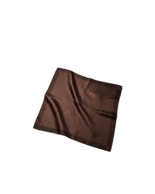 Gucci Brown Gg Silk Twill Jacquard Carré
