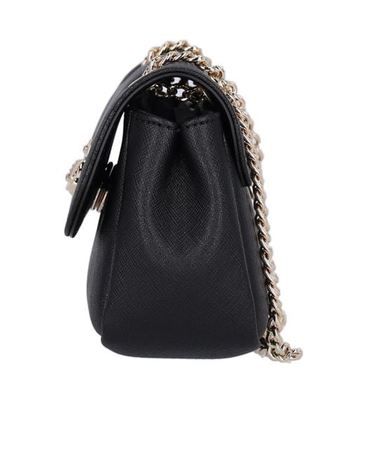 Vivienne Westwood Black Orb Plaque Foldover Top Shoulder Bag