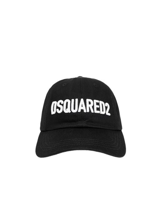 DSquared² Black Logo Embroidered Curved Peak Cap for men