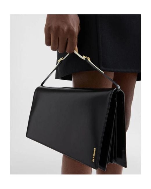 Jil Sander Black Folded Flap Shoulder Bag