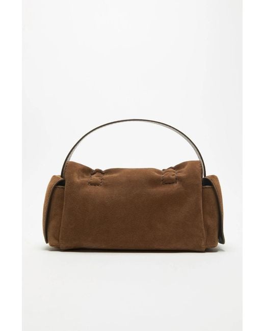 Acne Brown Drawstring-Detail Leather Shoulder Bag