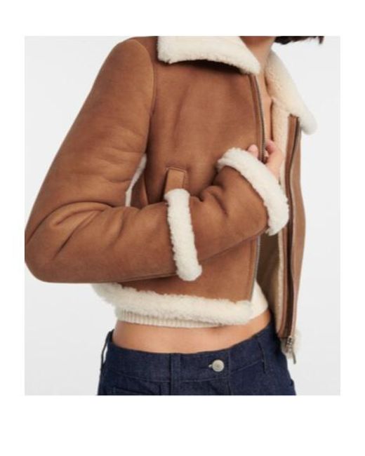 Magda Butrym Brown Shearling-Lined Suede Jacket