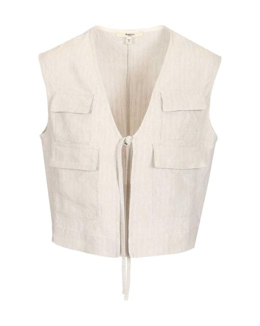 Barena White Multi Lisca Tie-Front Vest