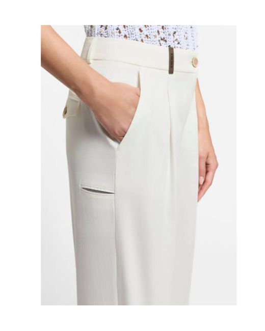 Peserico White Cuffed Straight-Leg Pants
