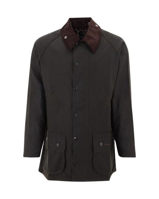 Barbour Black Logo Embroidered Snap-Fastened Coat for men