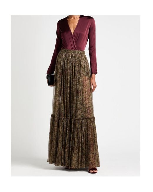 Saint Laurent Natural Printed Print Midi Skirt