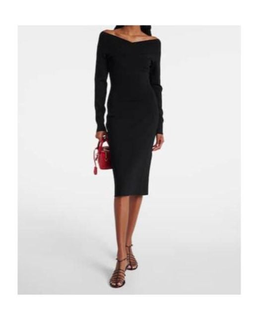 Stella McCartney Black Off-Shoulder Jersey Midi Dress