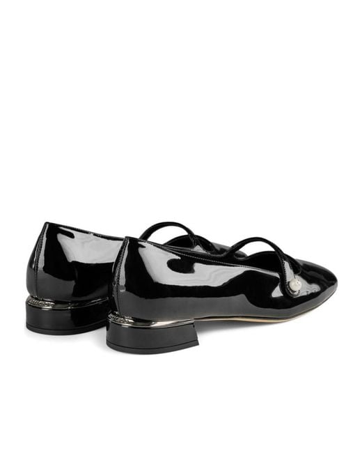 Jimmy Choo Black Flat Shoes Leather Salpa Metal Plastic