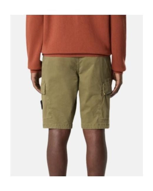 Stone Island Green Regular Fit Cargo Bermuda Shorts for men