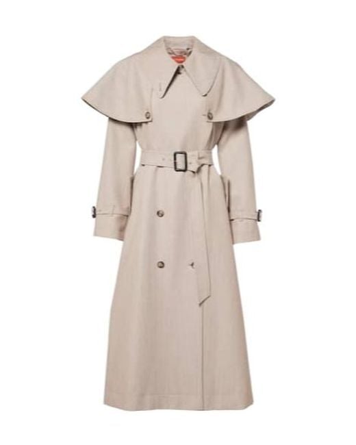 Altuzarra Natural Billie Caped Virgin Wool Trench Coat