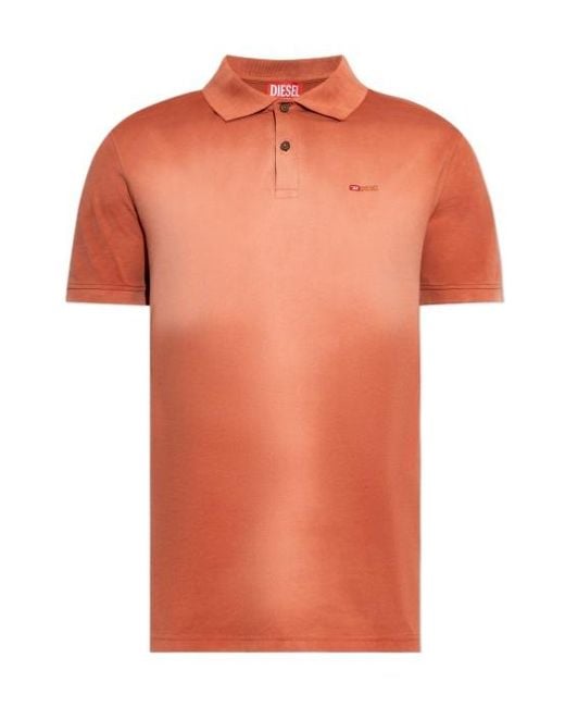 DIESEL Orange T-Rejust-R3 Logo-Embroidered Polo Shirt for men