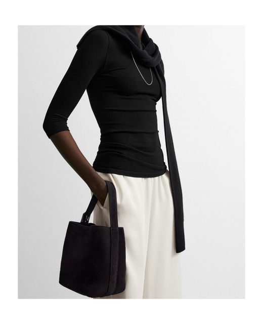 Totême Black Belted Suede Tote Bag