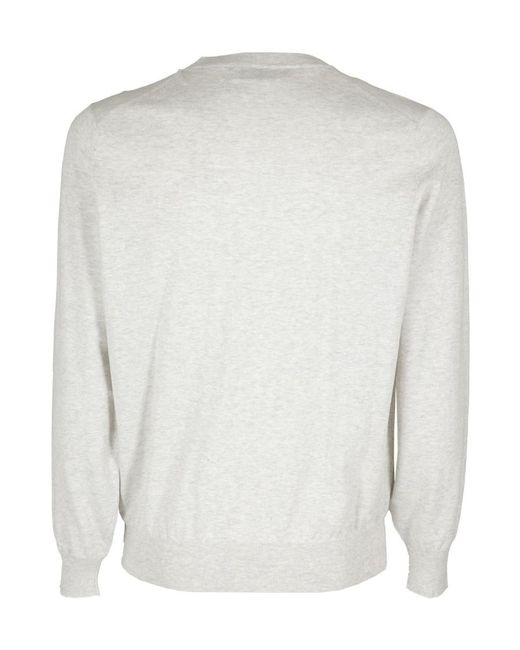 Brunello Cucinelli White Crewneck Knitted Jumper for men
