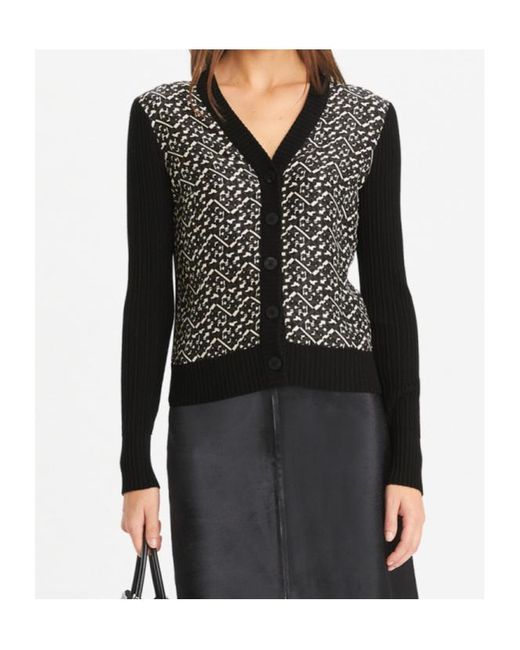 Tory Burch Black Wool Cardigan With Front
