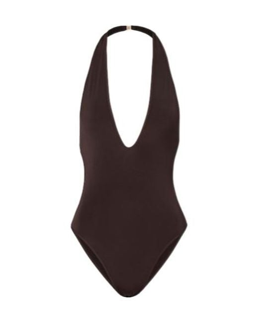 Zimmermann Brown Luna Halterneck Open-Back Bodysuit