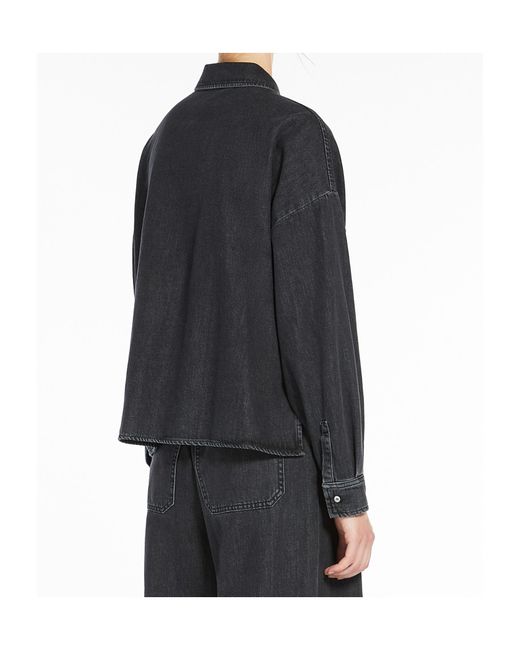 Weekend by Maxmara Black Buttoned Long-Sleeved Denim Shirt