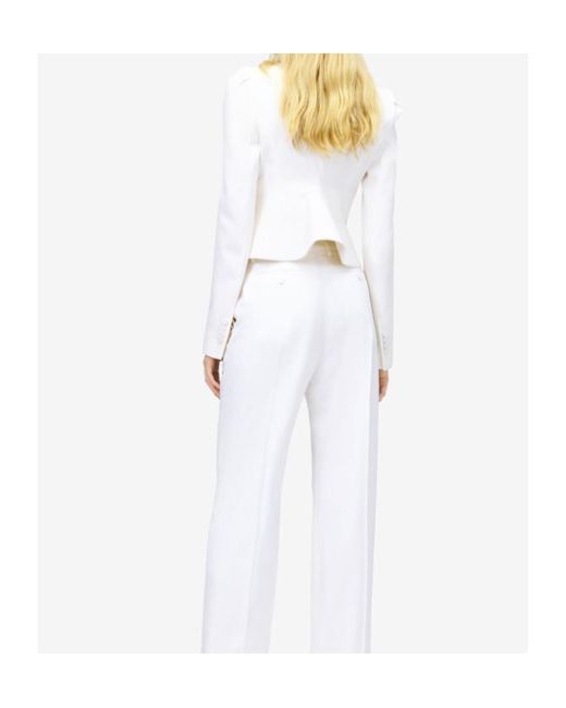 McQueen White Wool Cropped Blazer