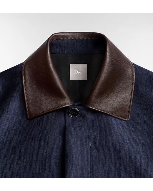 Dior Blue Blouson Jacket With Leather Collar for men