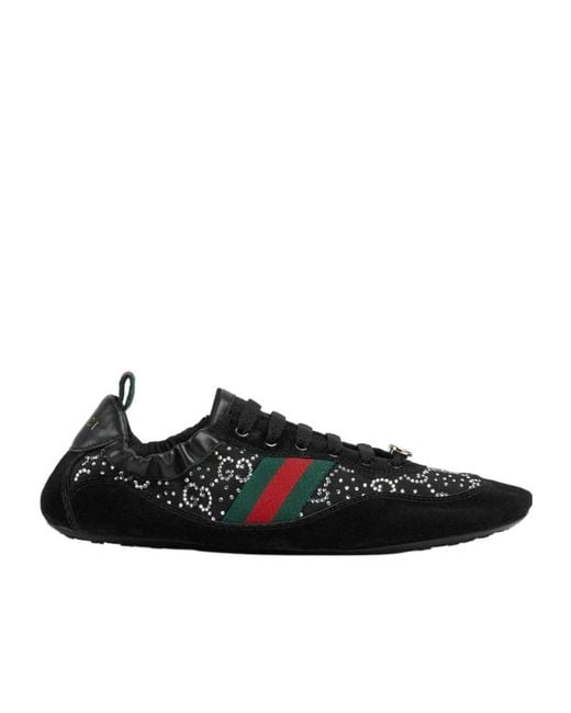Gucci Black Shift Gg Crystal Trainers, Uk