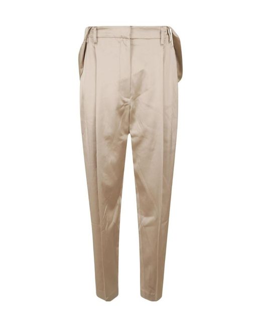 Brunello Cucinelli Natural Wide-Leg Plain Trousers