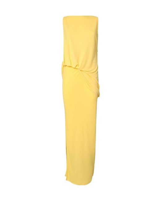 Jacquemus Yellow La Robe Peplo Longue Draped Long Dress
