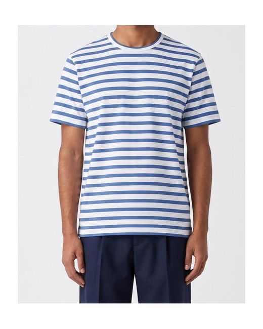 Junya Watanabe Blue Striped Short Sleeve T-Shirt for men