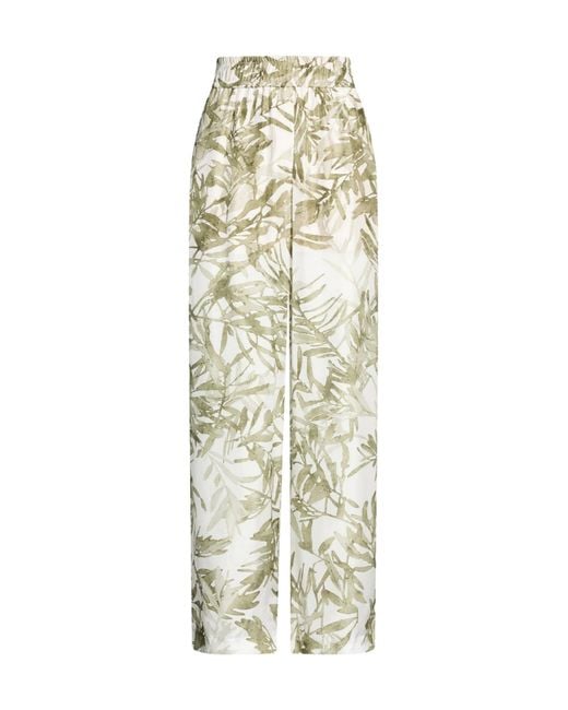 Brunello Cucinelli White Floral-Print Casual Trouser