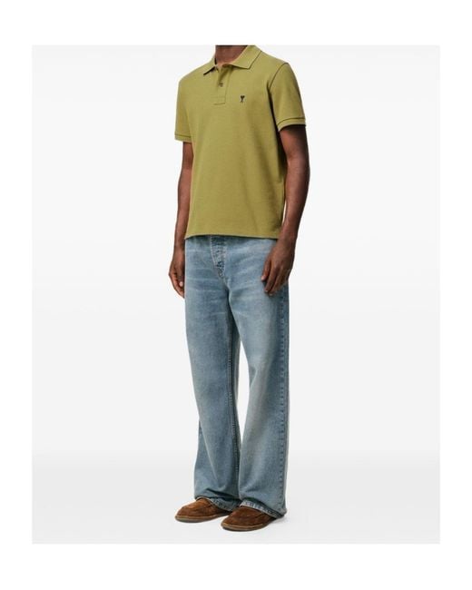 AMI Green Ami Ami De Coeur Short Sleeved Polo Shirt for men