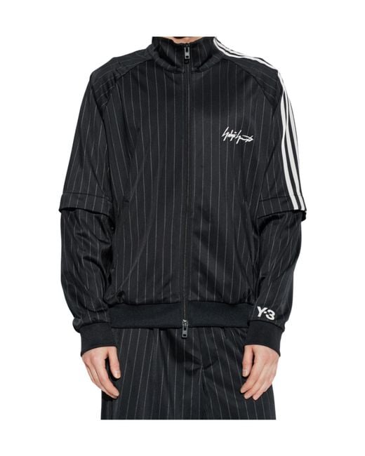 Y-3 Blue Stand Up Collar Striped Sweatshirt for men