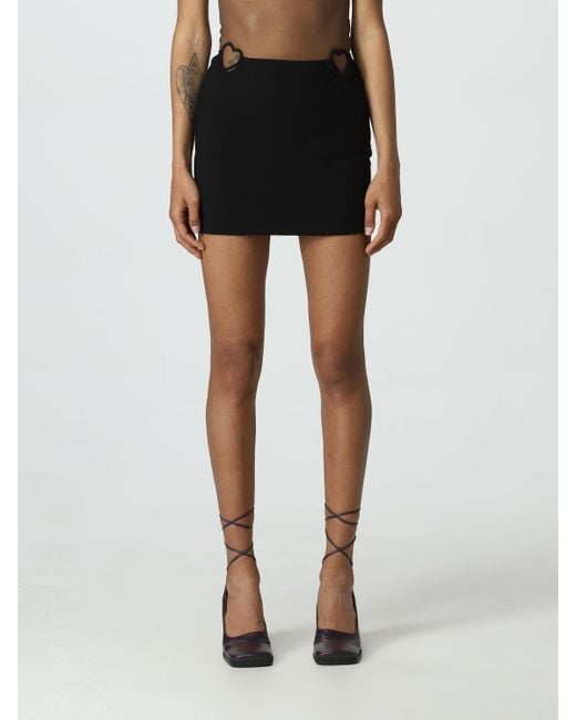 Nensi Dojaka Black Heart Cut-Out Detailed Zipped Mini Skirt