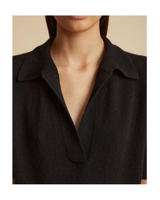 Khaite Black Jo Knitted Polo Top