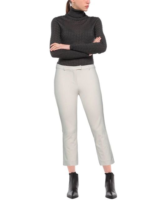 Max Mara White Solid Color Twill Stretch Pants